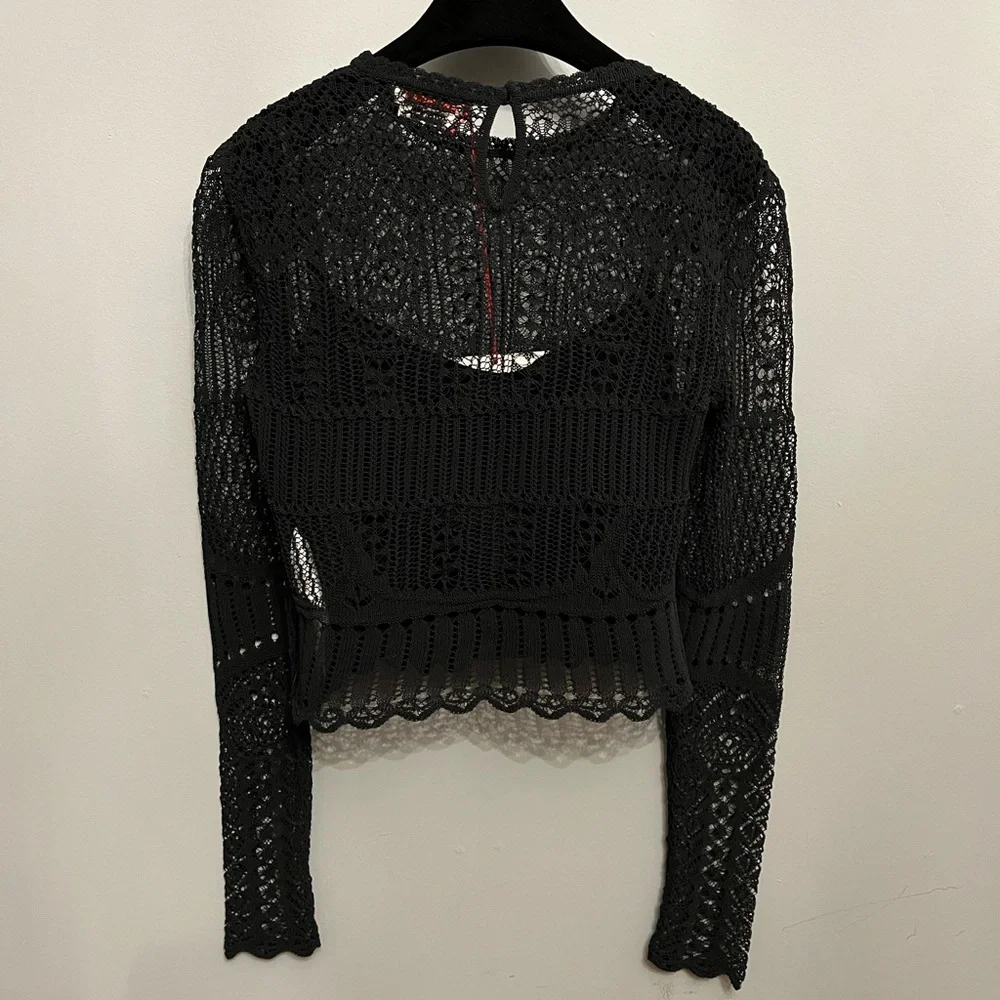 BNWT Alexander McQueen Black Patchwork Lace Top, size M - Picture 6 of 12